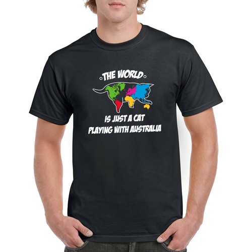 The World is Just a Cat Playing with Australia - Lustiges T-Shirt Geographie - Bild 16 von 33