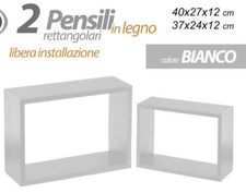 Set 2 Mensole Moduli Parete Mensola MODERNA Cubo Pensile BIANCHI 40*27/37*24 cm