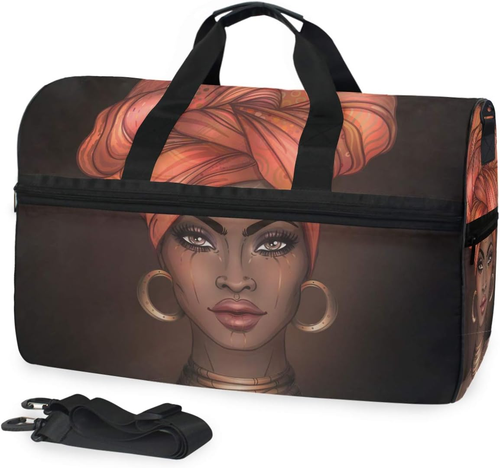 Travel Duffels African Pretty Girl Duffle Bag Luggage Sports Gym for Women & Men