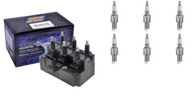 1 Herko Ignition Coil + 6 Platinum Spark Plugs For Dodge Caravan Town & Country