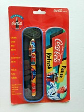 Vtg Coca Cola Collectible Ceramic Roller Ball Pens  Pause Refresh Gift Tin U42