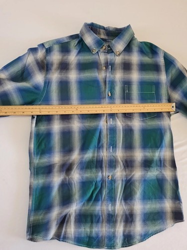 Mens Shirt Red Herring Size Small Green Check Button Collar 14840 - Picture 7 of 14