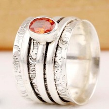 Handmade 925 Sterling Silver Garnet Spinner Ring Solid Silver Jewelry For Women