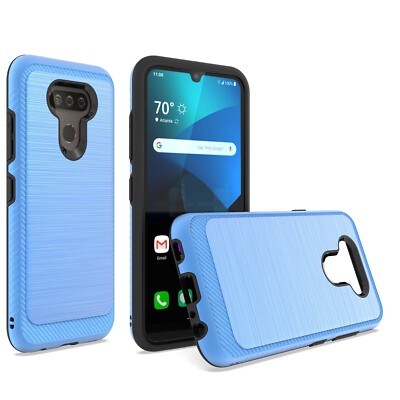 For LG Harmony Premier Pro Plus L455DL Lining Hybrid Case Cover TG  Blue