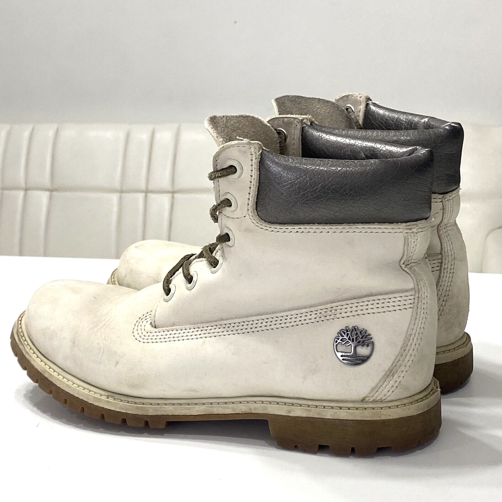 Stivali da lavoro impermeabili premium Timberland 6 pollici da donna taglia 10 crema avorio ossa