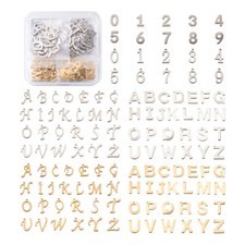 1Set/124Pcs Stainless Steel Alphabet Number Pendants Charms for Jewelry Making