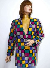 Vintage 80s Christian Dior Boutique Cuirs Patchwork Suede Multicolor Jacket Sz L