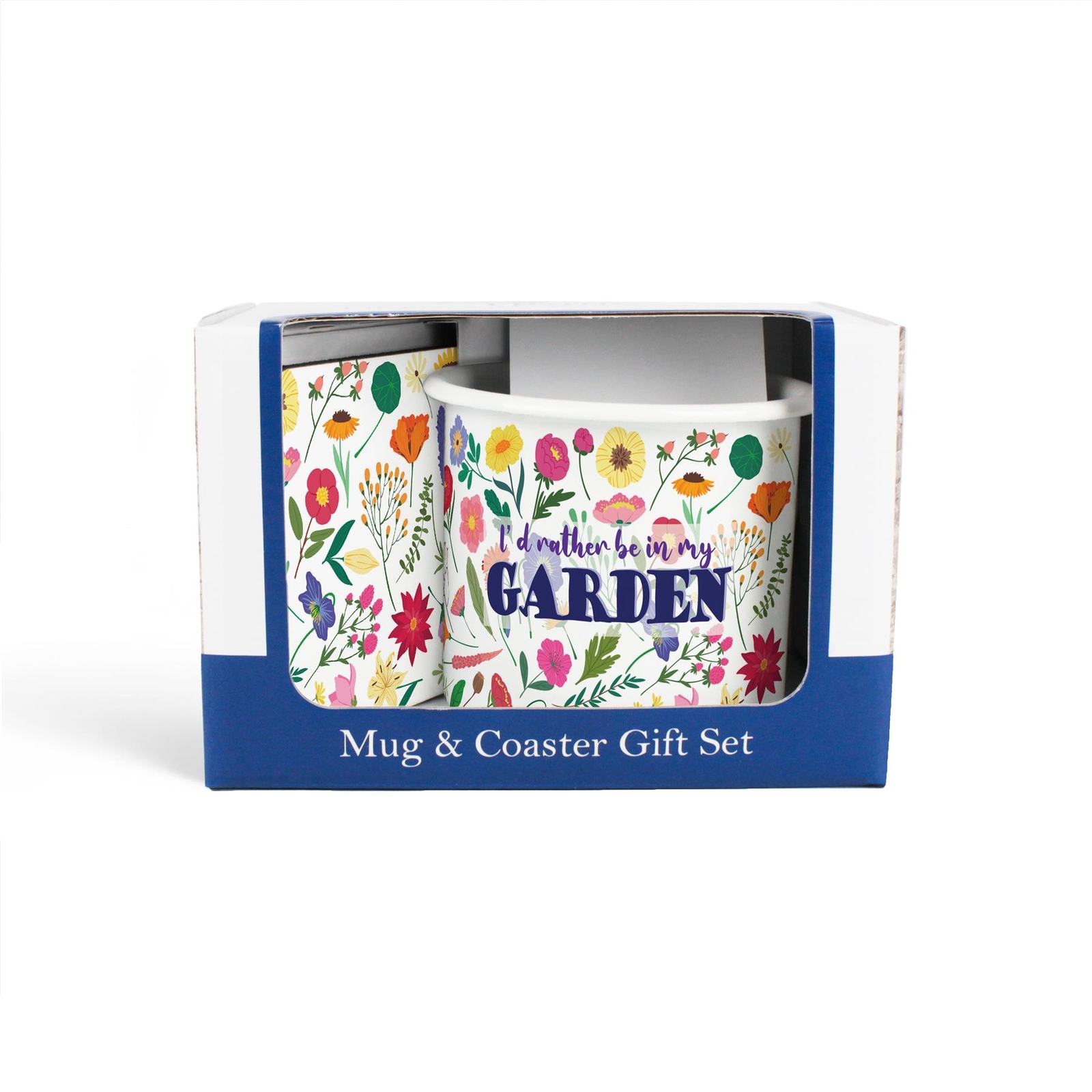 Rather be Gardening Enamel Mug & Coaster Gift Set - Presents for Gardeners