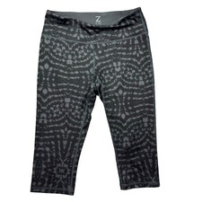 Z by Zella Leggings Women s Medium Black Gray Capri Cropped Stretch Athleisure
