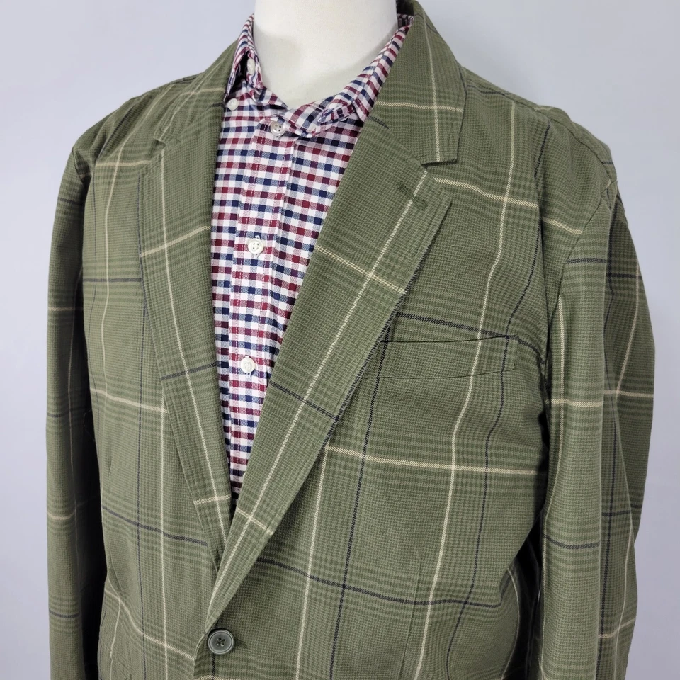Abrigo Blazer Deportivo Structure Para Hombre Dos Botones No Estructura Verde A Cuadros Grande 41-43 Foto 4 de 4