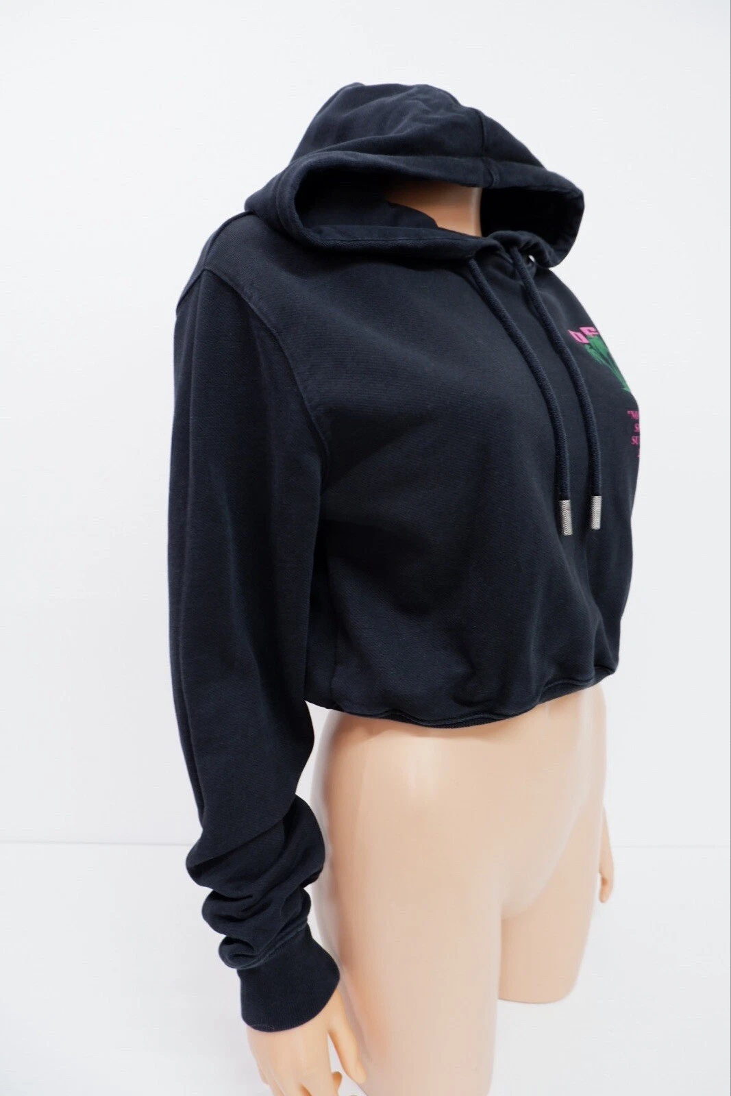 OFF WHITE Felpa con cappuccio da donna bianca Virgil Abloh taglia XXS 2XS nera maglione in perfette condizioni