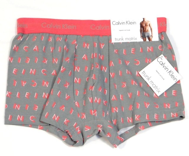 Calvin Klein Signature Logo Gray & Pink Square Cut Trunk Underwear Men