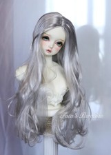 1/3 1/4 1/6 Silver Grey Long Curly Hair Wig Faux Mohair Wig For Bjd Doll