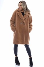 Kit & Kaboodal Made In Italy *cam Teddy Coat Jacket* Chocolate One Size New