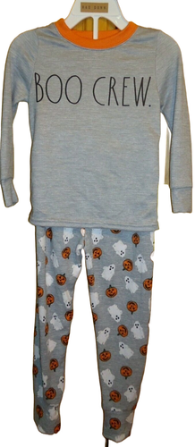 Rae Dunn Sz 4 Pajama Set Halloween Unisex BOO CREW Top Pumpkins Ghosts Pants NWT - Picture 5 of 16