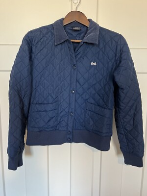 Vintage Le Tigre Bomber Jacket Women's Large Navy Quilted Corduroy Collar 