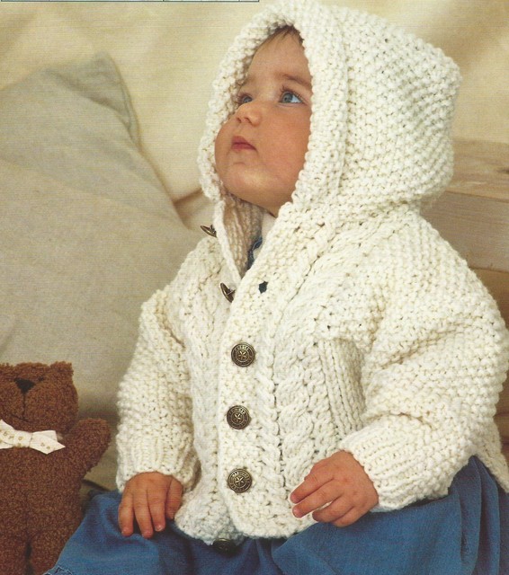 Baby Knitting Pattern Chunky Jacket Boys Girls 1628" 211 for sale