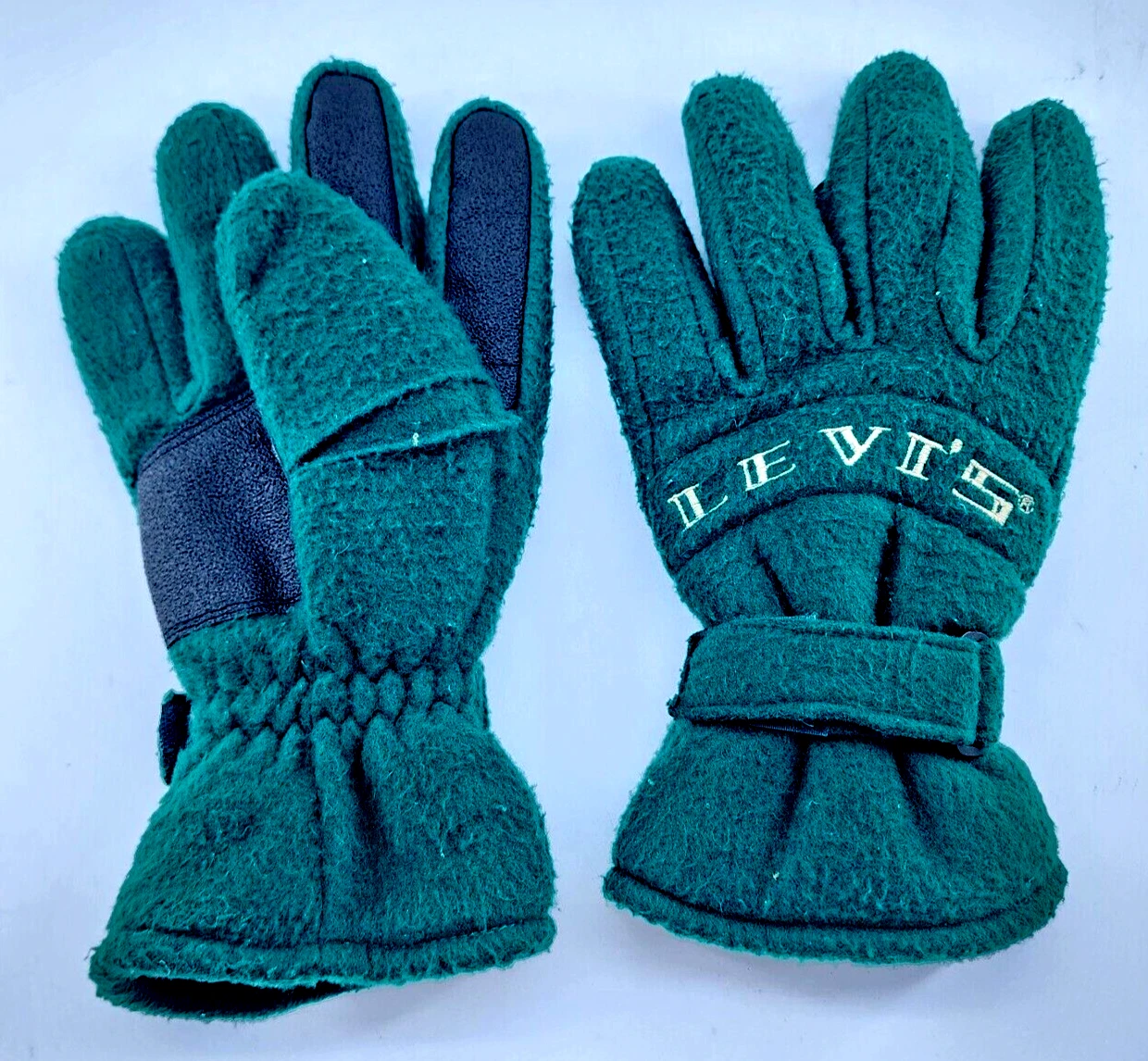 VTG 80s Levi's Ski Snow Winter Green Fleece Gloves Size Medium 100% Polyester
