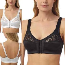 LADIES FIRM CONTROL SOFT SATIN CUP BRA UNPADDED NON WIRED FULL CUP SIZE 34B -48E