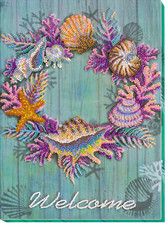 Bead Embroidery Kit "Wreath of shells" size 8.7"x11.8" / 22.0x30.0 cm