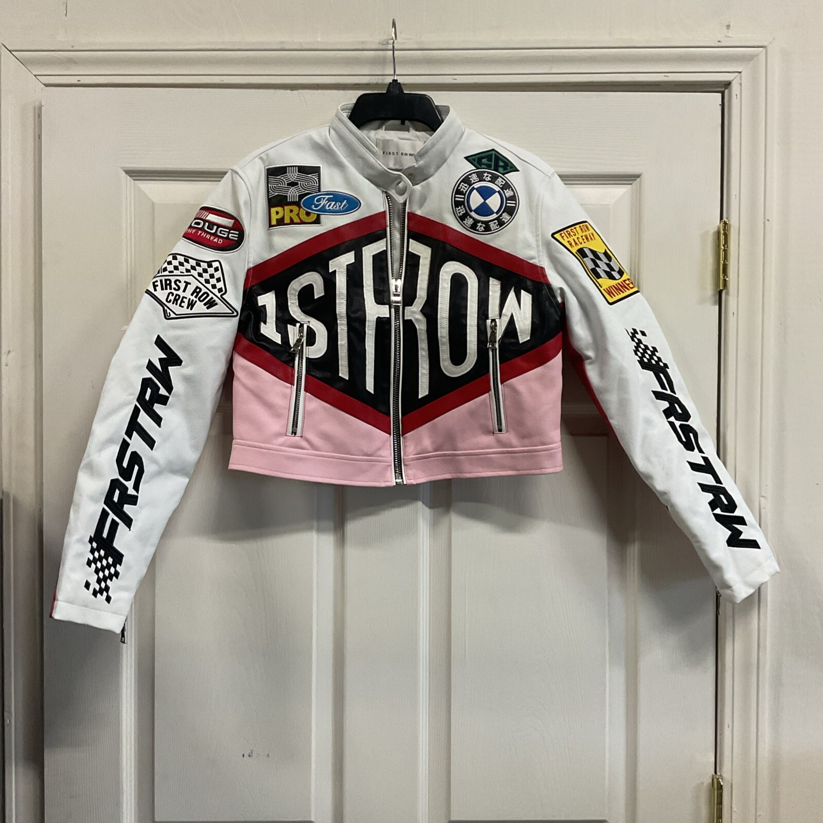 Giacca da corsa in ecopelle prima fila contusa mai rotta taglia small