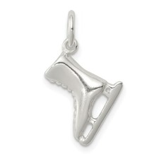 Sterling Silver Polished 3-D Ice Skate Charm Pendant 0.47 Inch