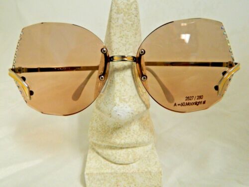 Vintage sunglasses Multi Facets rimless rhinestones Moonlight 2527 brown Sample - Picture 3 of 4