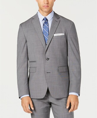 $958 Vince Camuto Men'S 38r Slim Wool Gray Solid Sport Coat Suit