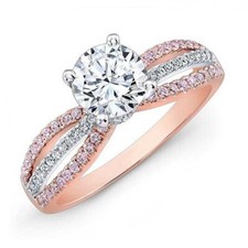 2 Ct Round Cut Diamond Solitaire Engagement Wedding Ring 14k Rose Gold Finish