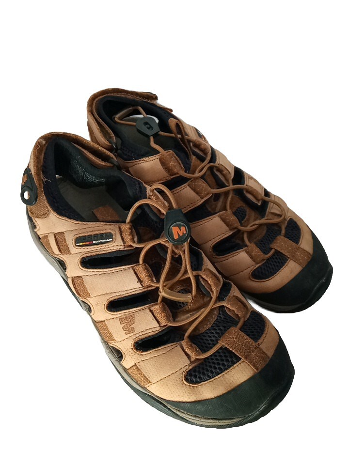 Merrell Continuum Saugatuck Trail Hiking Sandals Men\'s Size 10-10.5 Tan Vibram Merrell Saugatuck Hiking Sandals Brown Tab Vibram Sole Shoes  main image 3