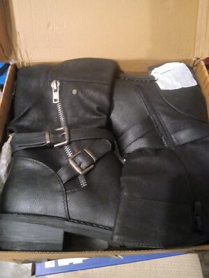 GLOBALWIN Womens Fall Fashion Biker Boots Mid Calf Boots For Women