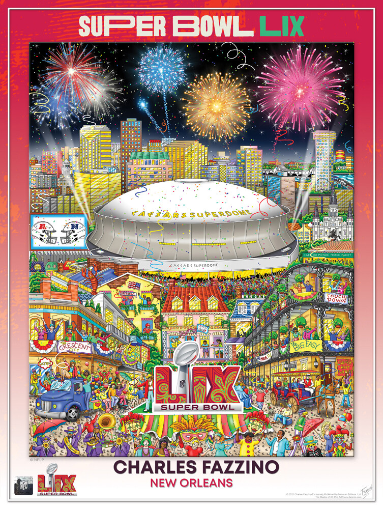 SUPER BOWL LIX NEW ORLEANS 2025 Official NFL Fazzino 18x24 Event - Main Image
