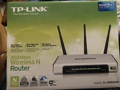 TP-Link TL-WR941ND Wireless N Router White British plug 100-240VAC 50-60Hz.