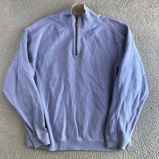 Tommy Bahama Sweater Men's Medium Reversible Blue Gray Pullover 1/4 Zip