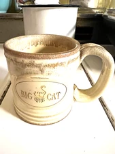 Big Cat Coffees Sunset Hill Stoneware Beige Mug Handcrafted In the USA