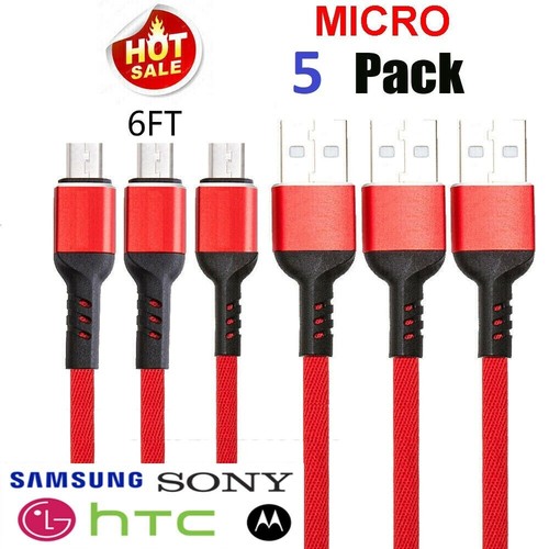 5 Pack Fast Charging Cable Micro USB Data Sync Charger Cord For Samsung LG HTC - Photo 11 sur 12