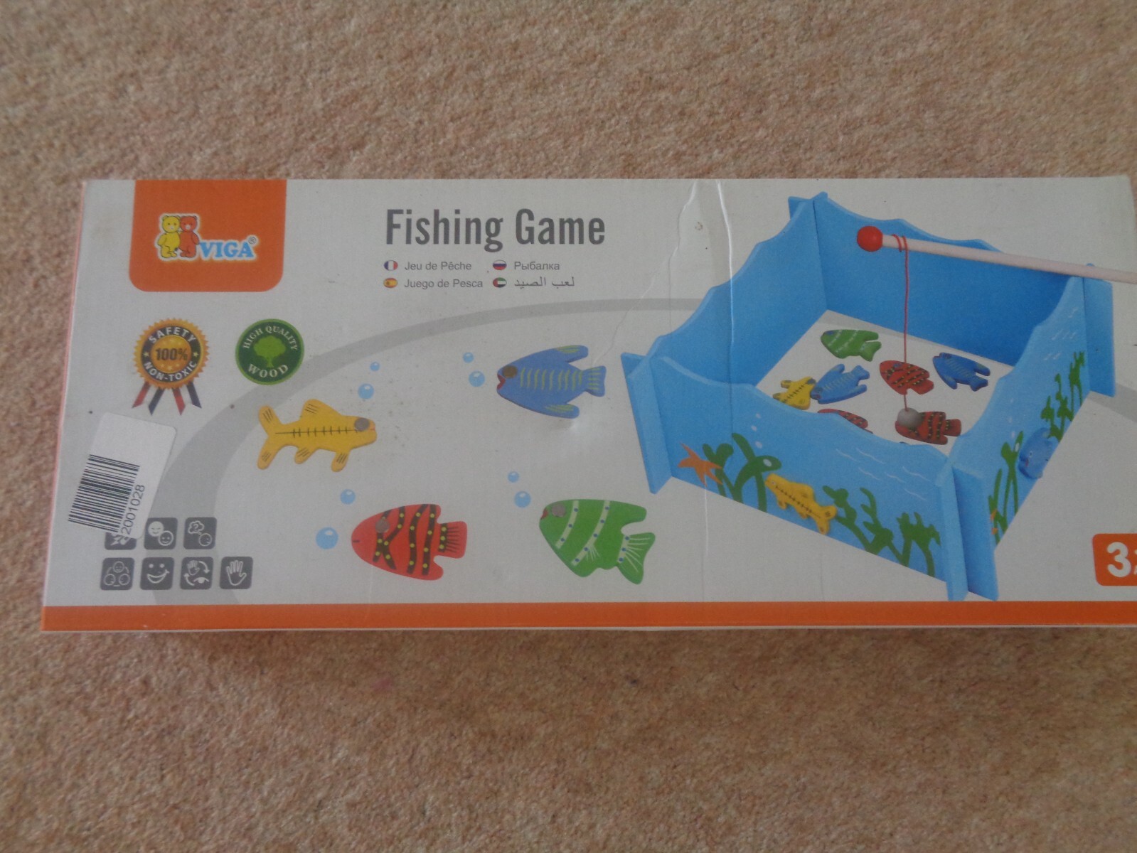 wooden fishing game viga 4 x rods 20 fish eBay
