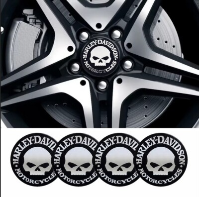 4X56mm Stickers Wheel Center Hub Cap Rim Emblems Domed Badge For Harley Davidson