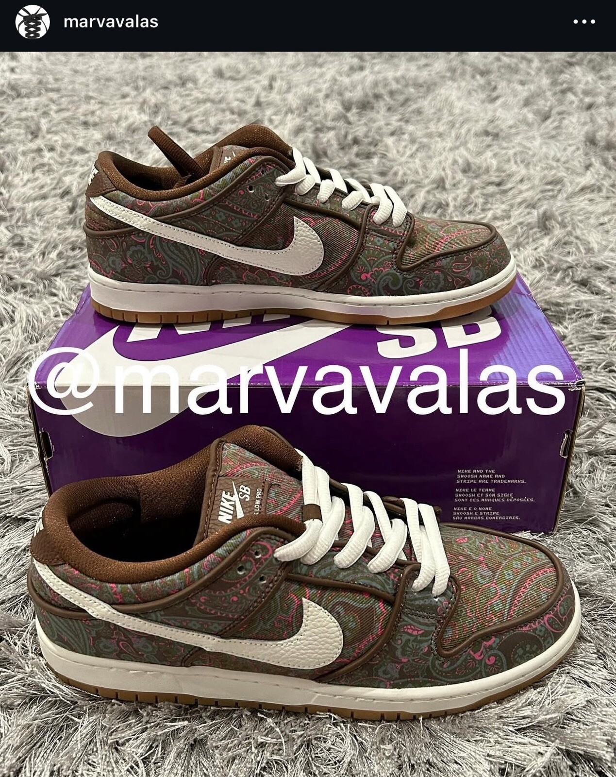 Nike SB Dunk Low Paisley Brown. Mens 11