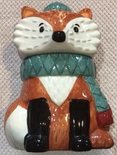 Sitting Winter Fox Figure Cookie Jar