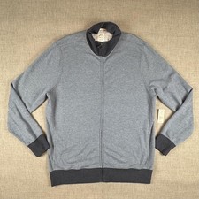 Brooks Brothers Sweatshirt Mens XL Gray Full Zip Mock Neck Lined Logo Stretch