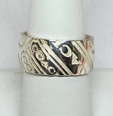 Beautiful Coach Logo Sterling Silver Ring Size 8.5