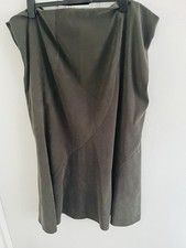 Women's Olive Suede-Feel Long Skirt, Size 26
