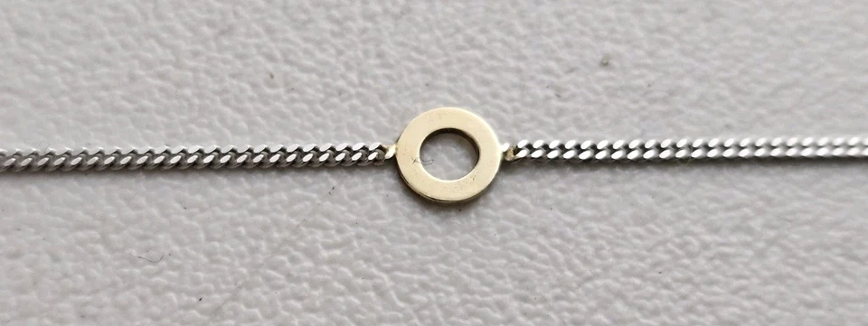 14K白金链和黄金圆盘站项链17-1/4 — 第 4/4 张图片