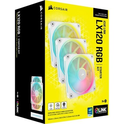 CORSAIR iCUE LINK LX120 RGB Triple 120mm PWM Fan Starter Kit WHITE CO-9051030-WW