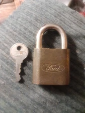 Vintage Made In USA Ford Brass Padlock With Key. Works Good! Heavy Duty!
