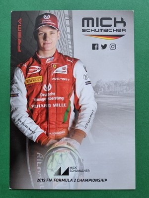 2019 Mick Schumacher Autogrammkarte ohne Unterschrift - Prema Formula 2