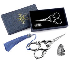 Embroidery Scissors 4.45in Ancient Gray Gourd Flower Sewing Scissors for Fabr...