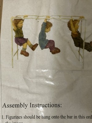 Vintage Figurines Children Climbing/playing Set  Porcelain/Metal