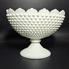New ListingFenton Milk Glass Hobnail Oval Footed Bowl Vintage Decoration Collectible 7 tall